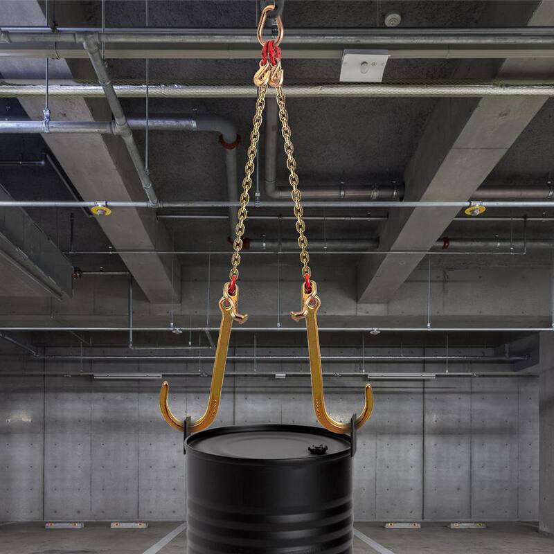 VEVOR V Bridle Tow Chain 2 ft. x 5/16 in. G80 V-Bridle Transport Chain 9260 Lbs. Load with TJ/Crab Hooks Pear Link Connector - SZGLRJG5162FT0001V0