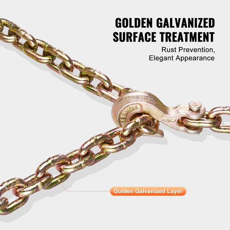 VEVOR G80 Transport Binder Chain, 3/8 in. Tow Chain with Clevis Grab Hooks, 7,100 lbs. Safe Working Load - ZGTLSGMGDX1JAQ0QWV0