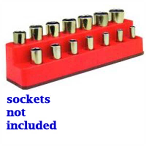 Mechanics Time Saver 3/8 in. Drive 14 Hole Red Impact Socket Holder - 1481