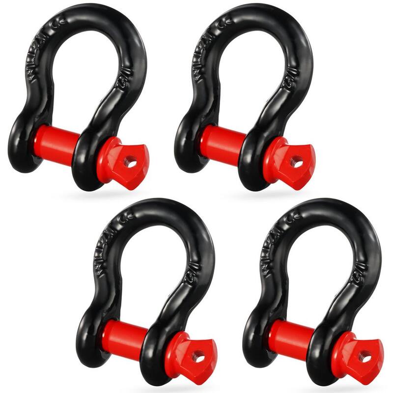 VEVOR 4 Shackle Alloy Steel Cable 8 T Break 1/2 in. D-Ring Strength Heavy Duty Recovery Shackle Tow Ropes Accessories Black - JPXKHSHJG12YSLGW9V0