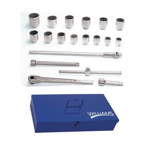 Williams Socket/Tool Set, 20 Pieces, 12-Point, 1 Inch Dr - JHWWSX-21TB