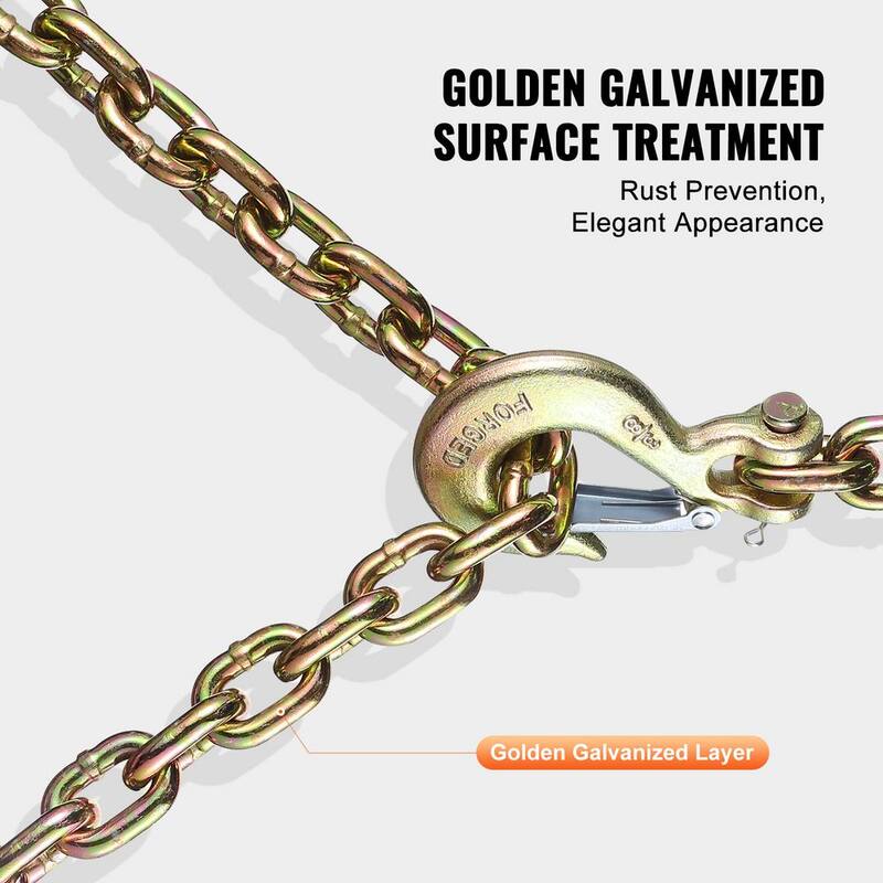 VEVOR G80 Transport Binder Chain, 3/8 in. x 2.9 ft. 2-Pack Tow Chain with Clevis Snap Hook, 7,100 lbs. Safe Working Load - ZGTLDGMGDX2JBGZAQV0