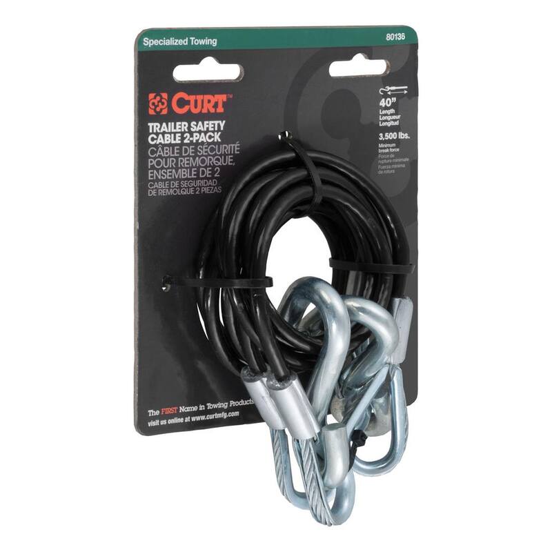 CURT 43-7/8" Safety Cables with 2 Snap Hooks (3,500 lbs., Vinyl-Coated, 2-Pack) - 80136