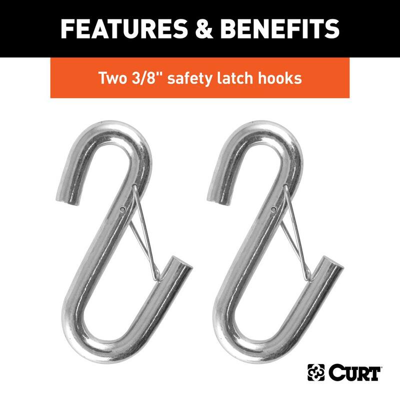 CURT 43-7/8" Safety Cables with 2 Snap Hooks (3,500 lbs., Vinyl-Coated, 2-Pack) - 80136