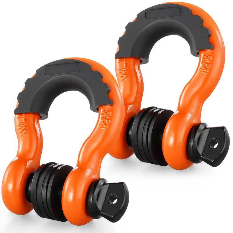 VEVOR 2 Pack 3/4 in. D-Ring Shackle Steel Cable 28.5 T Break Strength Heavy Duty Off Road Vehicle Shackle Chains Orange - JPXKHJG34YC4VHK9KV0