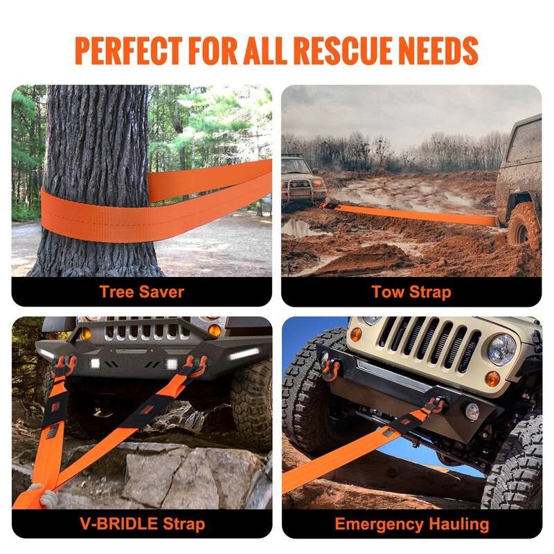 VEVOR 30 in. Recovery Tow Rope 46500 lbs. Heavy-Duty Off Road Snatch Strap Extreme Duty Energy Snatch Strap for Jeep Truck ATV - DZDL4IN30FTC67B2XV0