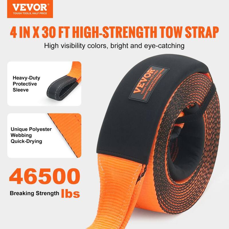 VEVOR 30 in. Recovery Tow Rope 46500 lbs. Heavy-Duty Off Road Snatch Strap Extreme Duty Energy Snatch Strap for Jeep Truck ATV - DZDL4IN30FTC67B2XV0