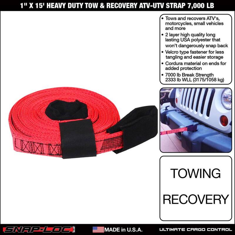 SNAP-LOC 15 ft. Tow Strap with Hook and Loop Storage Fastener - SLTT115K07R