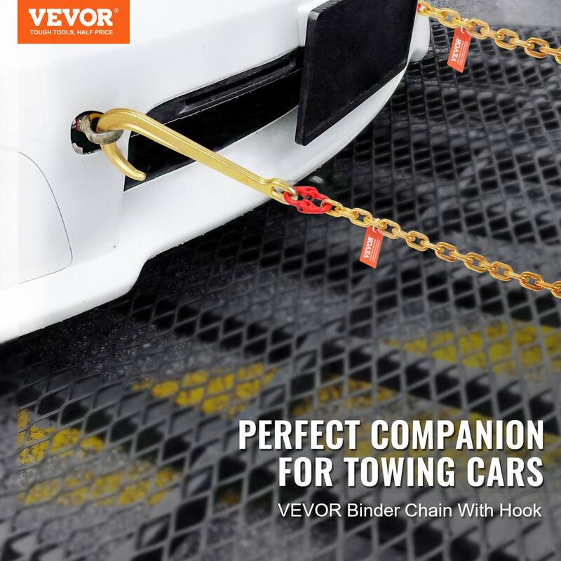 VEVOR 2-Pieces 5/16 in. x 6 ft. G80 Tow Chain 1 5 in. J Hook Long Shank RTJ and Grab Hooks Wrecker - RTJGTLMGDX2JFH5FDV0