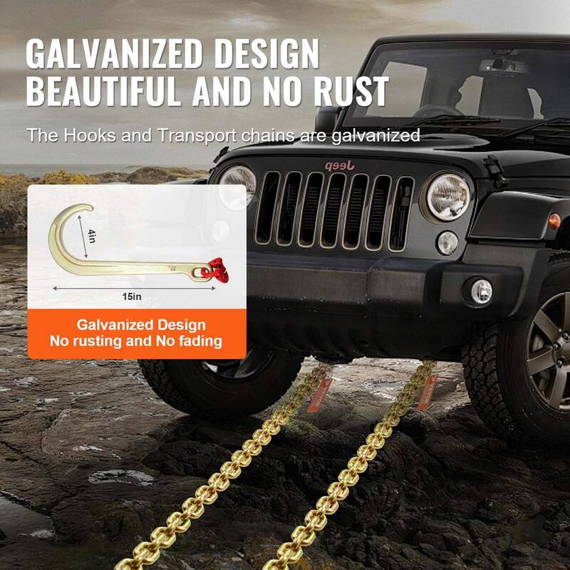 VEVOR 2-Pieces 5/16 in. x 6 ft. G80 Tow Chain 1 5 in. J Hook Long Shank RTJ and Grab Hooks Wrecker - RTJGTLMGDX2JFH5FDV0