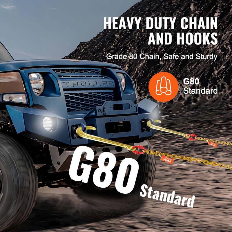 VEVOR 2-Pieces 5/16 in. x 6 ft. G80 Tow Chain 1 5 in. J Hook Long Shank RTJ and Grab Hooks Wrecker - RTJGTLMGDX2JFH5FDV0