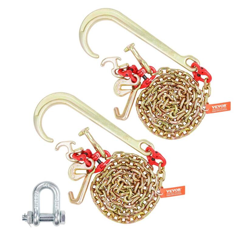 VEVOR 2-Pieces 5/16 in. x 6 ft. G80 Tow Chain 1 5 in. J Hook Long Shank RTJ and Grab Hooks Wrecker - RTJGTLMGDX2JFH5FDV0
