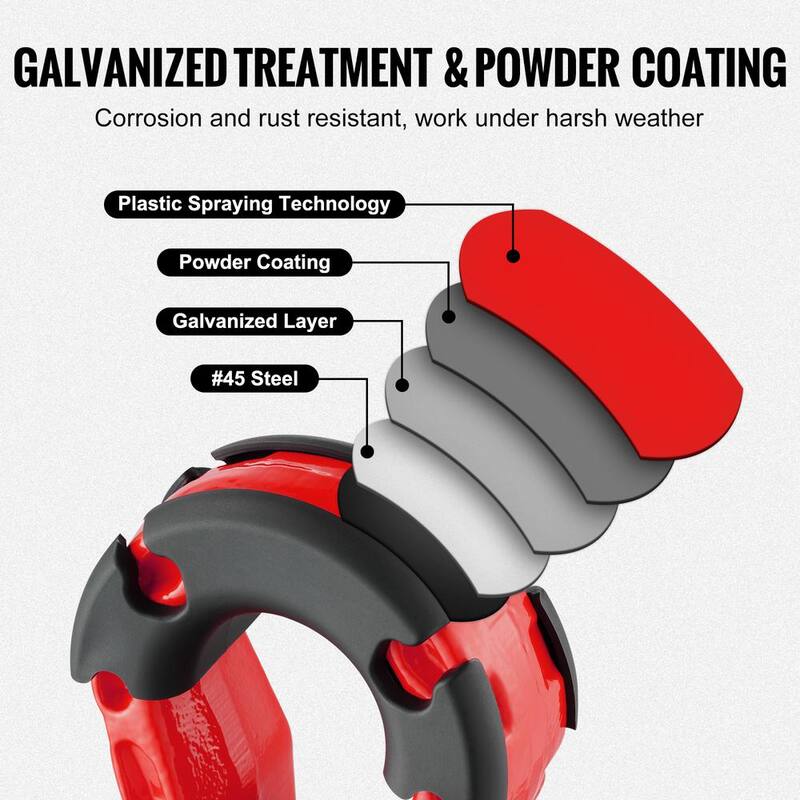 VEVOR 2 x Alloy Steel Shackles 30 T Break Strength 3/4 in. D-Ring Chain Heavy Duty Recovery Tow Ropes Shackle Red - JPXKLSHJG34YTN0H5V0
