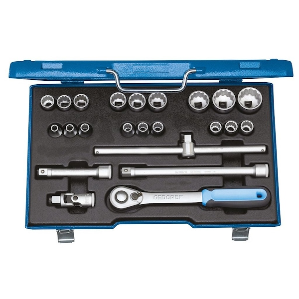 Gedore 1/2" Drive Socket Set, Metric, 23 pcs - D 19 EMU-20