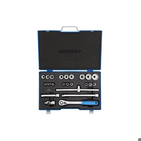 Gedore 1/2" Drive Socket Set, Metric, 23 pcs - D 19 EMU-20