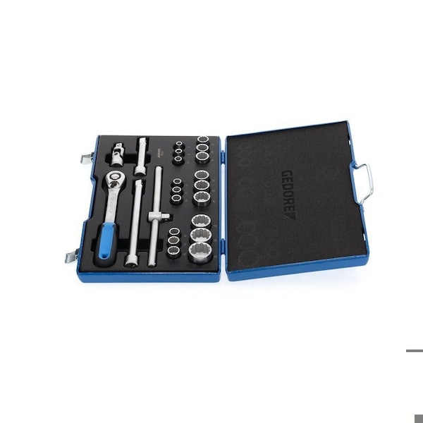 Gedore 1/2" Drive Socket Set, Metric, 23 pcs - D 19 EMU-20