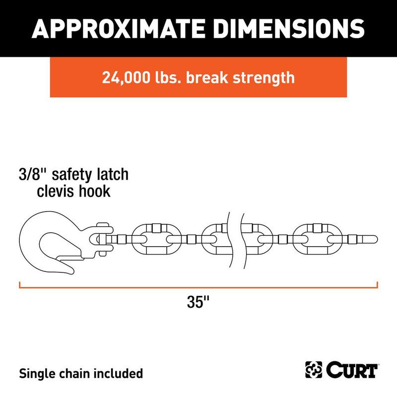 CURT 35" Safety Chain with 1 Clevis Hook (24,000 lbs., Yellow Zinc) - 80316
