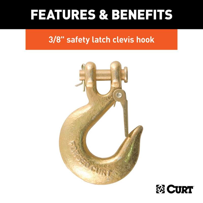 CURT 35" Safety Chain with 1 Clevis Hook (24,000 lbs., Yellow Zinc) - 80316
