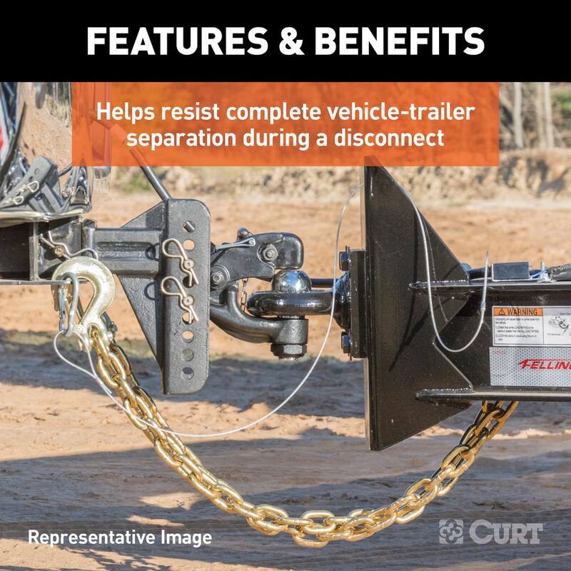CURT 35" Safety Chain with 1 Clevis Hook (24,000 lbs., Yellow Zinc) - 80316