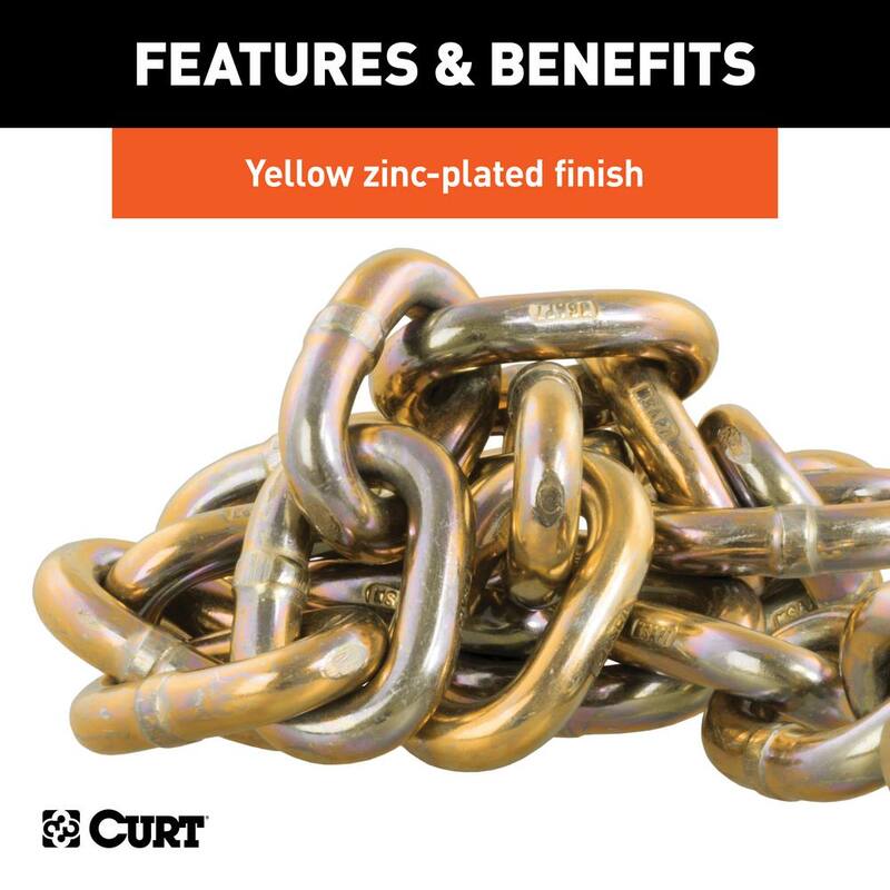CURT 35" Safety Chain with 1 Clevis Hook (24,000 lbs., Yellow Zinc) - 80316