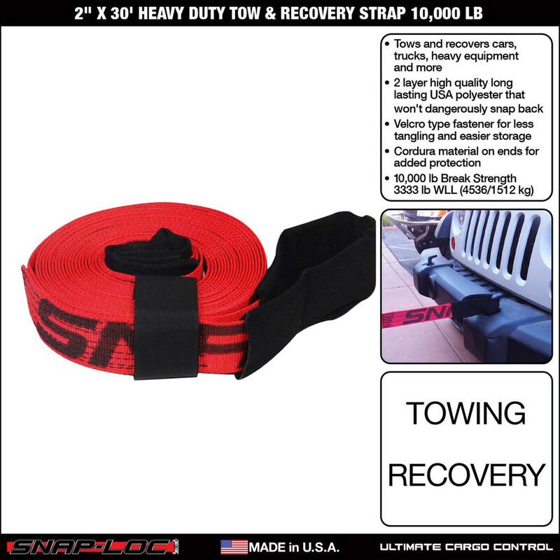 SNAP-LOC 30 ft. Tow Strap with Hook and Loop Storage Fastener - SLTT230K10R