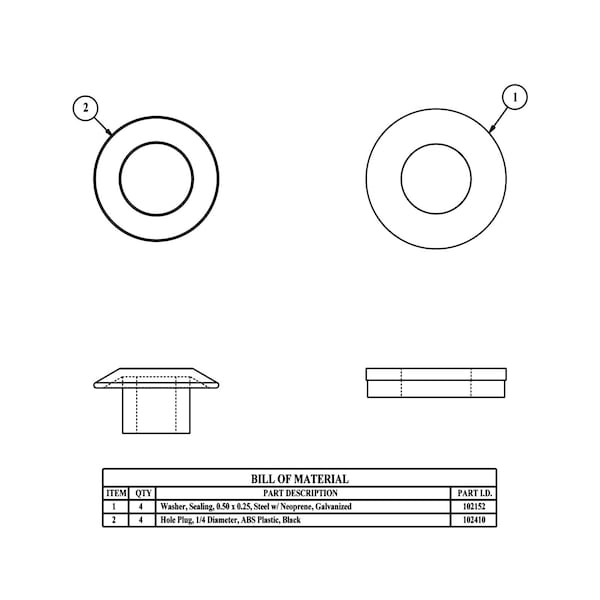 Saginaw Control & Engineering Bolt Pack, 2 in. H x 2 in. W x 1/2 in. L, 4 PK - SCE-102686