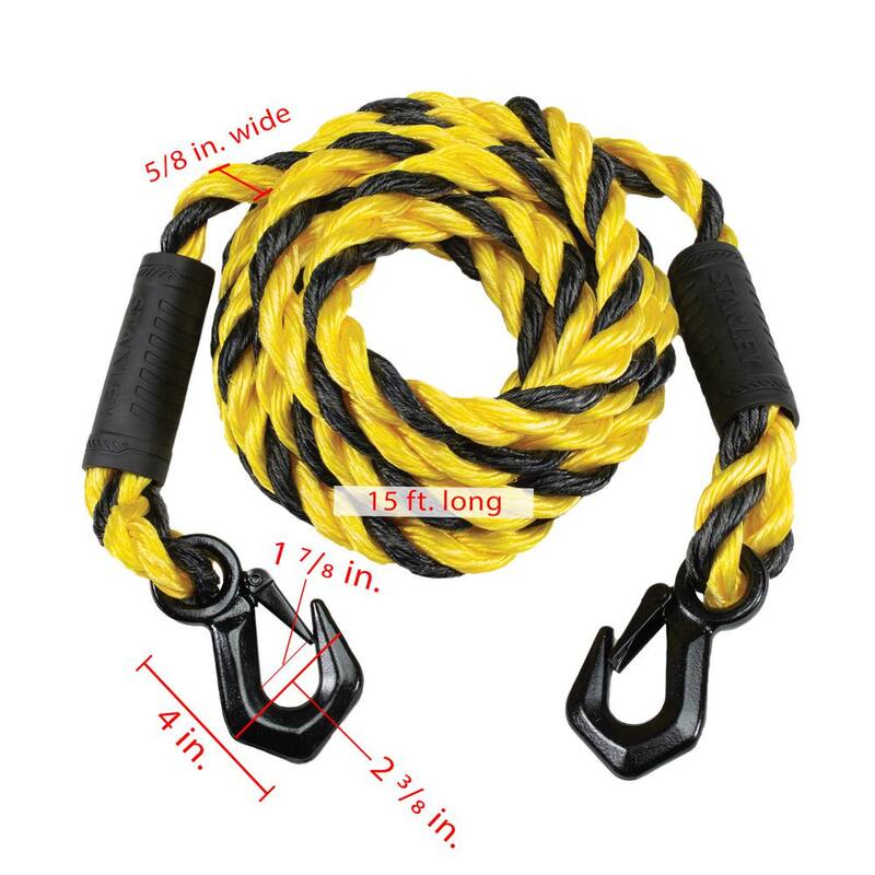 Stanley 15 ft. x 5/8 in. Braided Tow Rope with Tri-Hook (7,200 lbs. Break Strength) - S1052