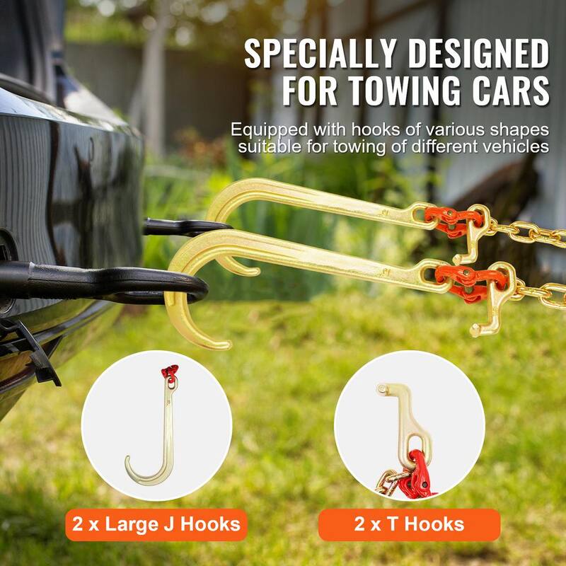 VEVOR G80 V Bridle Chain, 3/8 in. Towing Chain Bridle J Hooks, T Hooks and Grab Hooks, Chain with 7800 lbs. - RTJGTLMGDX1JBVZY8V0