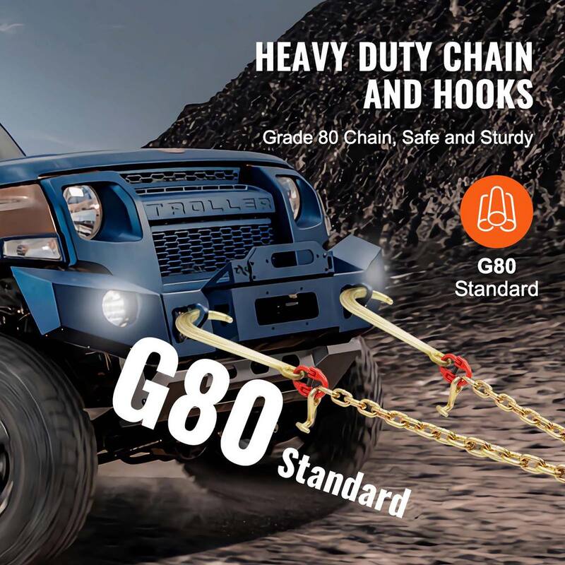 VEVOR G80 V Bridle Chain, 3/8 in. Towing Chain Bridle J Hooks, T Hooks and Grab Hooks, Chain with 7800 lbs. - RTJGTLMGDX1JBVZY8V0