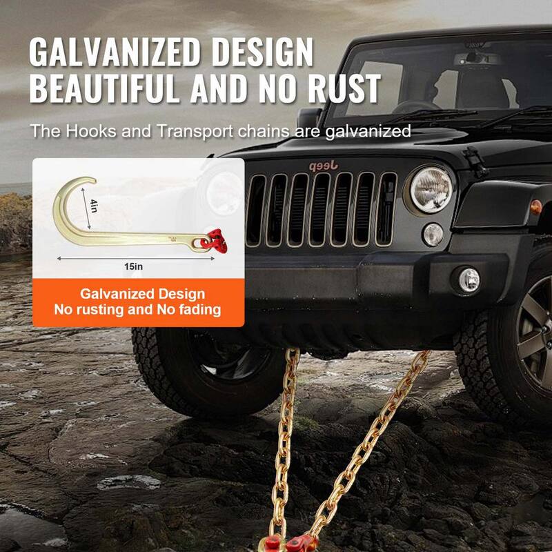 VEVOR G80 V Bridle Chain, 3/8 in. Towing Chain Bridle J Hooks, T Hooks and Grab Hooks, Chain with 7800 lbs. - RTJGTLMGDX1JBVZY8V0