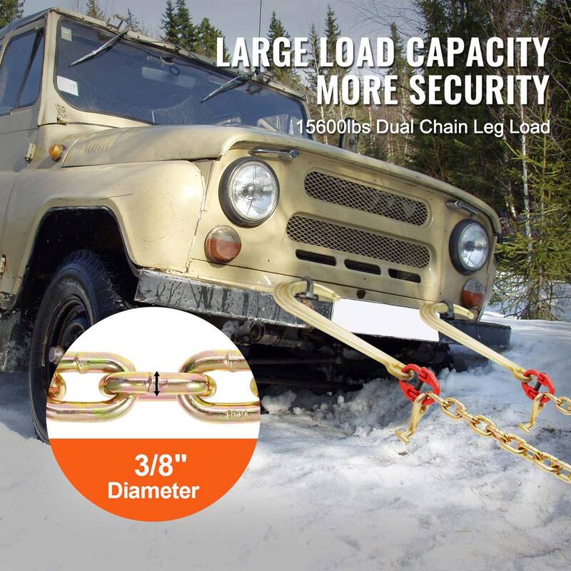VEVOR G80 V Bridle Chain, 3/8 in. Towing Chain Bridle J Hooks, T Hooks and Grab Hooks, Chain with 7800 lbs. - RTJGTLMGDX1JBVZY8V0