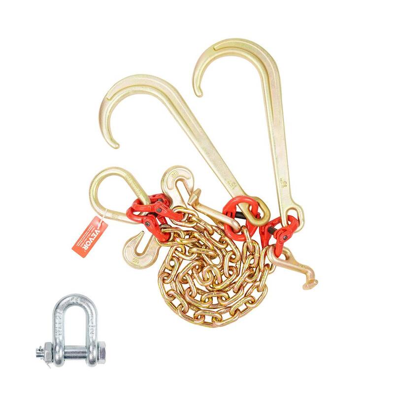 VEVOR G80 V Bridle Chain, 3/8 in. Towing Chain Bridle J Hooks, T Hooks and Grab Hooks, Chain with 7800 lbs. - RTJGTLMGDX1JBVZY8V0