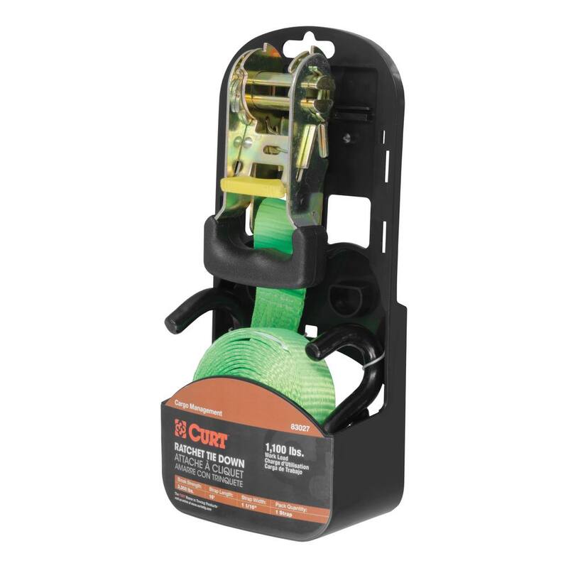 CURT 16' Lime Green Cargo Strap with S-Hooks (1,100 lbs.) - 83027