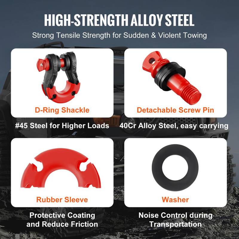 VEVOR 2 Alloy Steel Shackles 30 Ton Break Strength 3/4 in. D-Ring Shackle Heavy Duty Recovery Shackle Towing CableChains Black - JPXKHSHJG34Y0OPHAV0