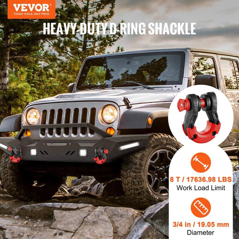 VEVOR 2 Alloy Steel Shackles 30 Ton Break Strength 3/4 in. D-Ring Shackle Heavy Duty Recovery Shackle Towing CableChains Black - JPXKHSHJG34Y0OPHAV0