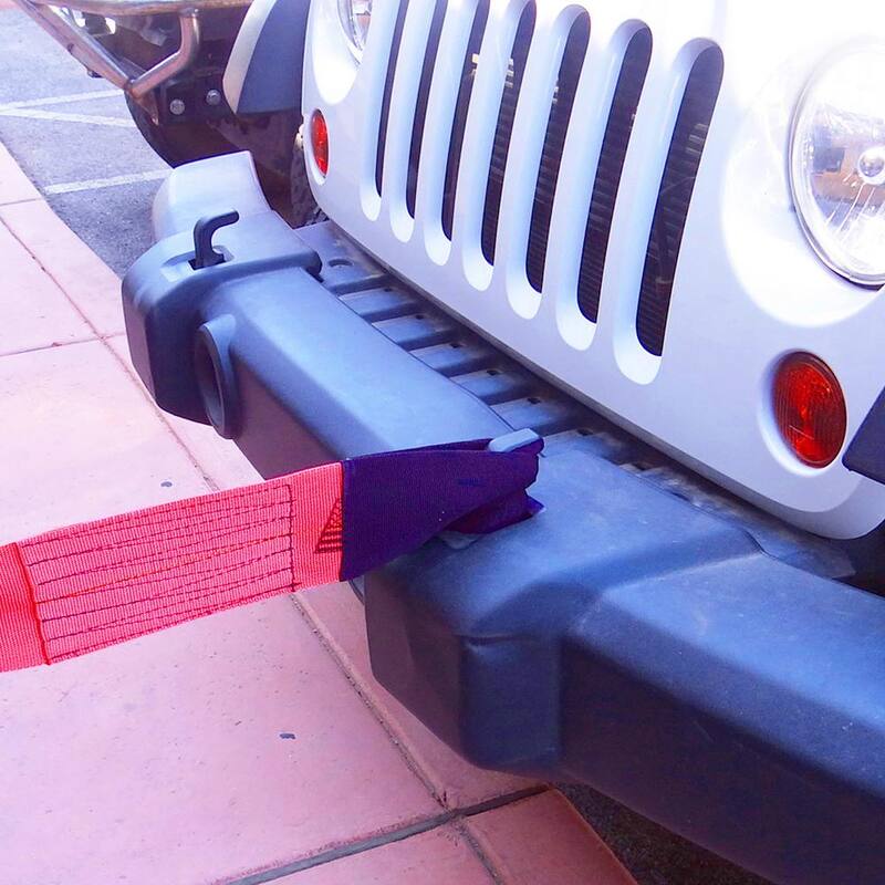 SNAP-LOC 4 in. x 30 ft. x 20,000 lbs. Tow and Lifting Strap with Hook and Loop Storage Fastener in Red - SLTT430K20R