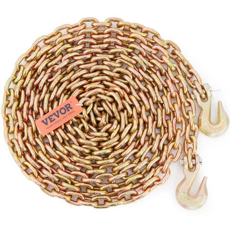 VEVOR Transport Binder Chain, 4900 lbs. Working Load Limit, 5/16 in. x 20 ft. G80 Tow Chain Tie Down with Grab Hooks - ZGTLJZMGDXZYJUZEDV0-802