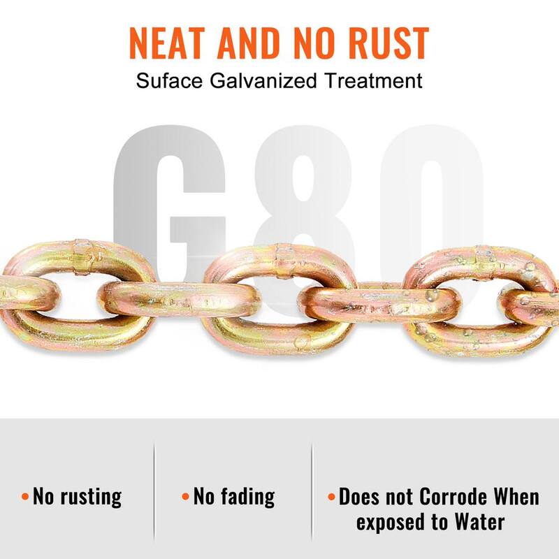 VEVOR Transport Binder Chain, 4900 lbs. Working Load Limit, 5/16 in. x 20 ft. G80 Tow Chain Tie Down with Grab Hooks - ZGTLJZMGDXZYJUZEDV0-802