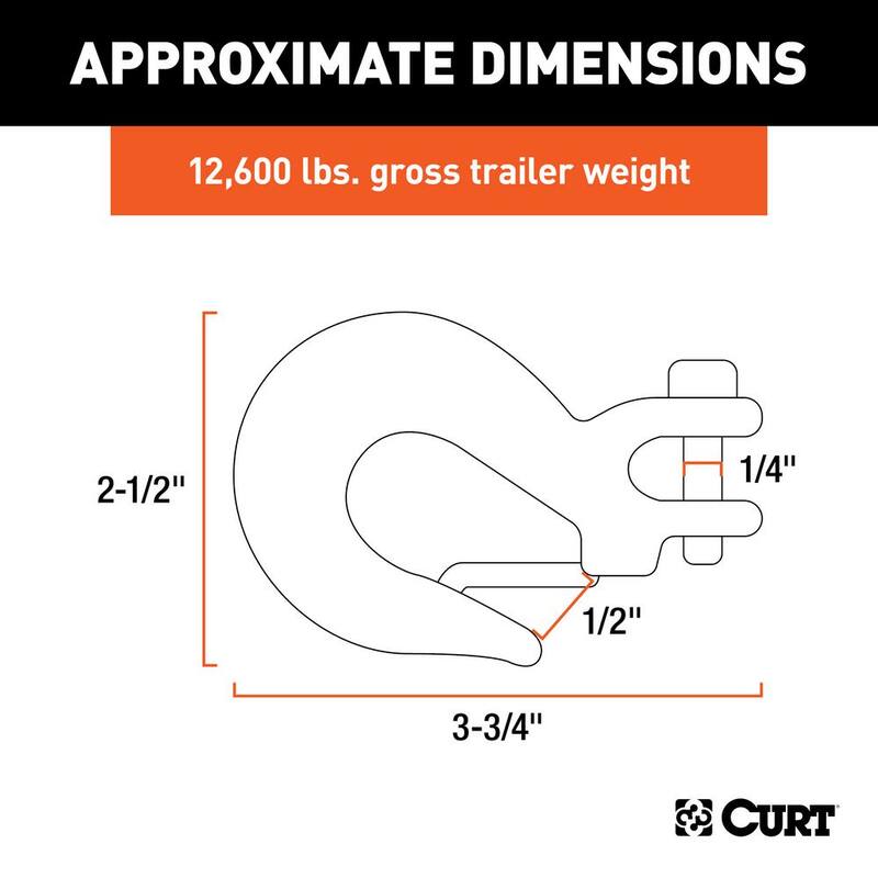 CURT 1/4" Safety Latch Clevis Hook (12,600 lbs.) - 81940