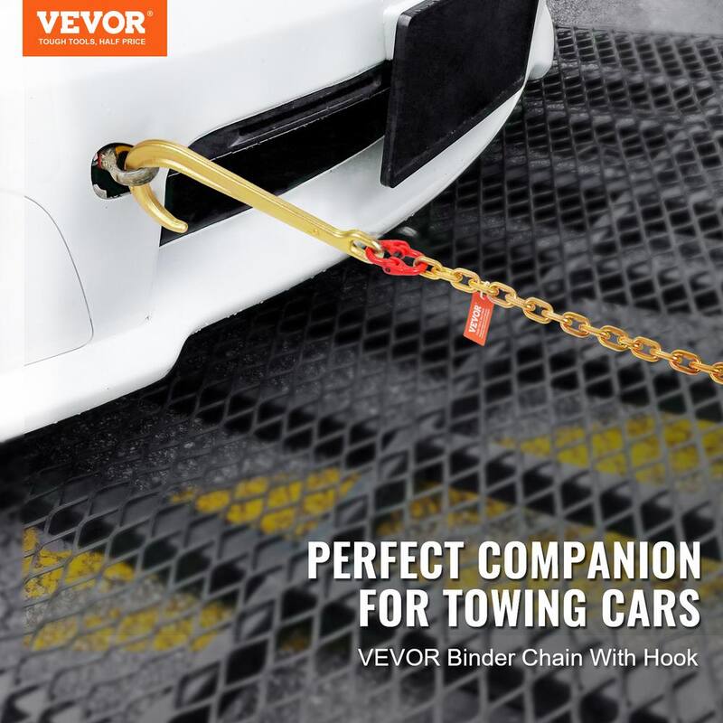 VEVOR 5/16 in. x 6 ft. G80 Tow Chain 1 5 in. J Hook Long Shank RTJ and Grab Hooks Wrecker Tie - RTJGTLMGDX1JFWHVRV0