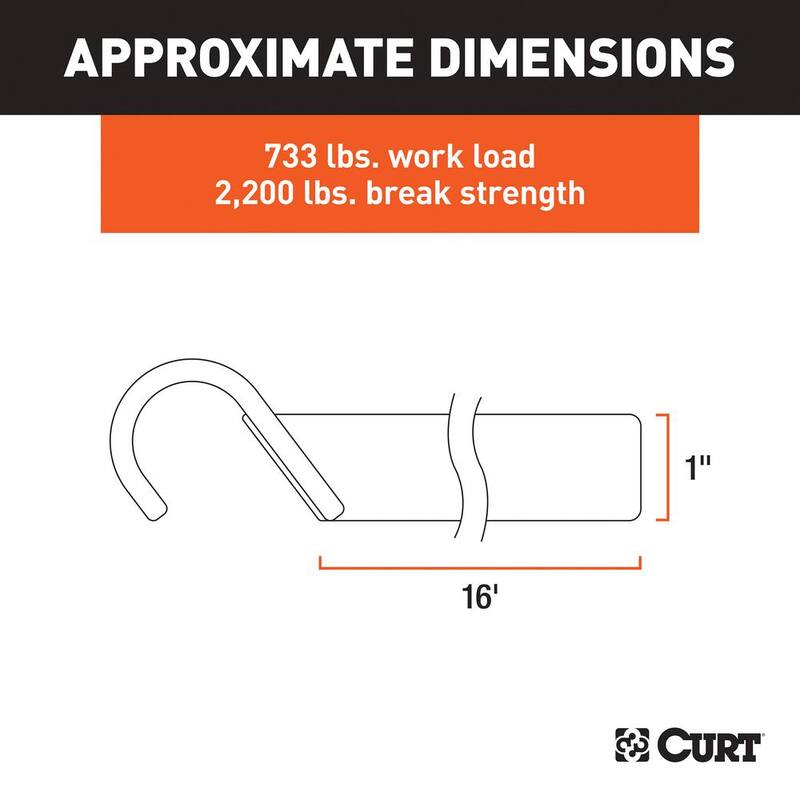 CURT 16' Blue Cargo Straps with J-Hooks (733 lbs., 2-Pack) - 83020