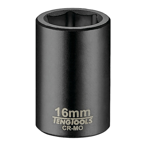 Teng Tools 16MM 1/2 Inch Drive ANSI 6 Point Metric Shallow Chrome Molybdenum Impact Socket - 920516AN