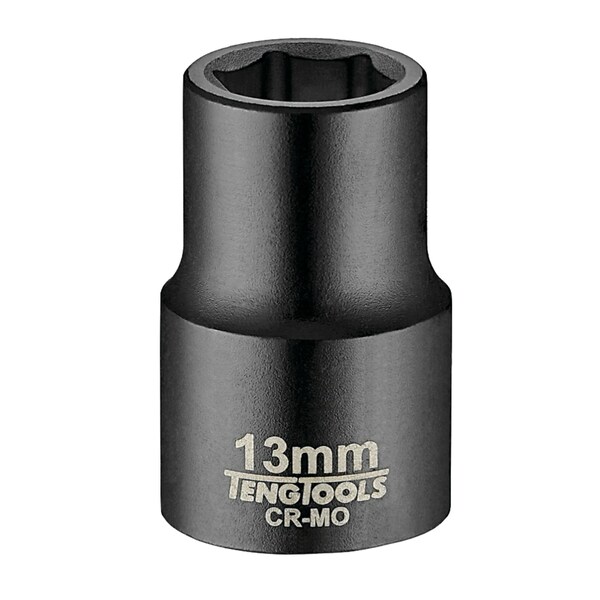 Teng Tools 13MM 1/2 Inch Drive ANSI 6 Point Metric Shallow Chrome Molybdenum Impact Socket - 920513AN