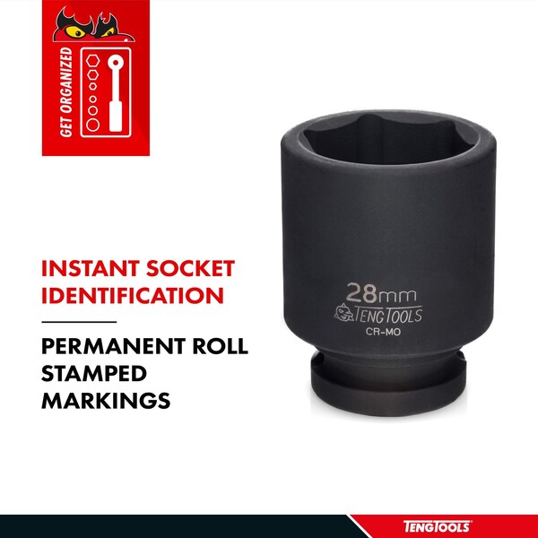 Teng Tools 7mm 1/4 Inch Drive Ansi 6 Point Metric Shallow Chrome Molybdenum Impact Socket - 960507-C