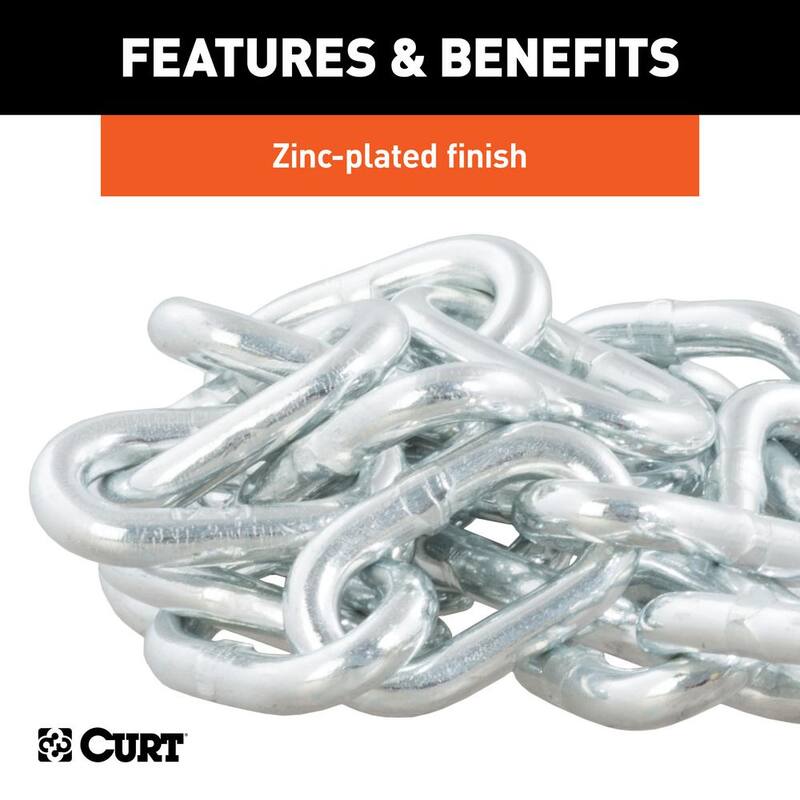 CURT 35" Safety Chain with 1 Clevis Hook (7,800 lbs., Clear Zinc) - 80302