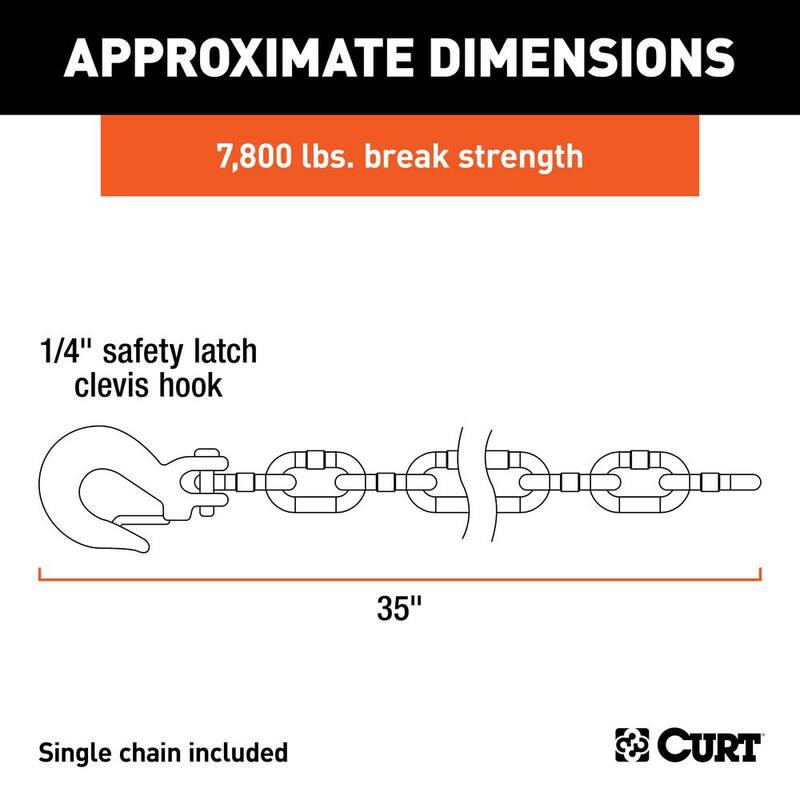 CURT 35" Safety Chain with 1 Clevis Hook (7,800 lbs., Clear Zinc) - 80302