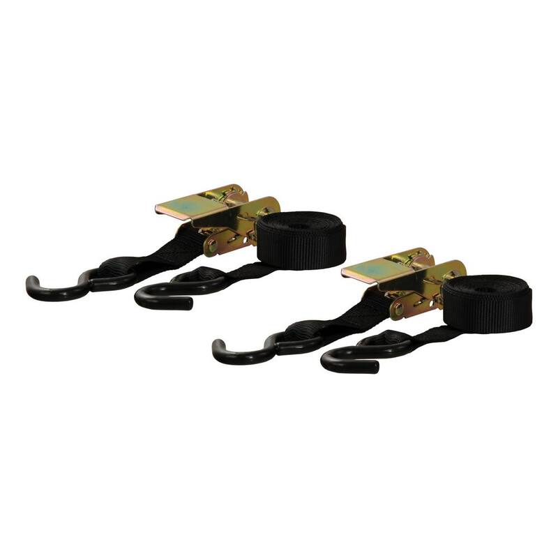 CURT 10' Black Cargo Straps with S-Hooks (500 lbs., 2-Pack) - 83009