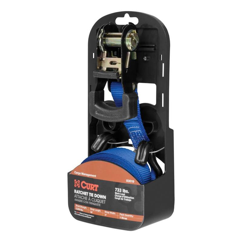 CURT 16' Blue Cargo Strap with J-Hooks (733 lbs.) - 83019