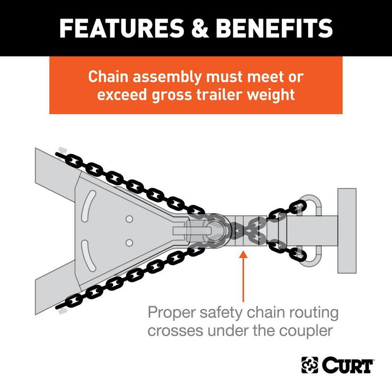 CURT 48" Safety Chain with 2 S-Hooks (2,000 lbs., Clear Zinc, Packaged) - 80011