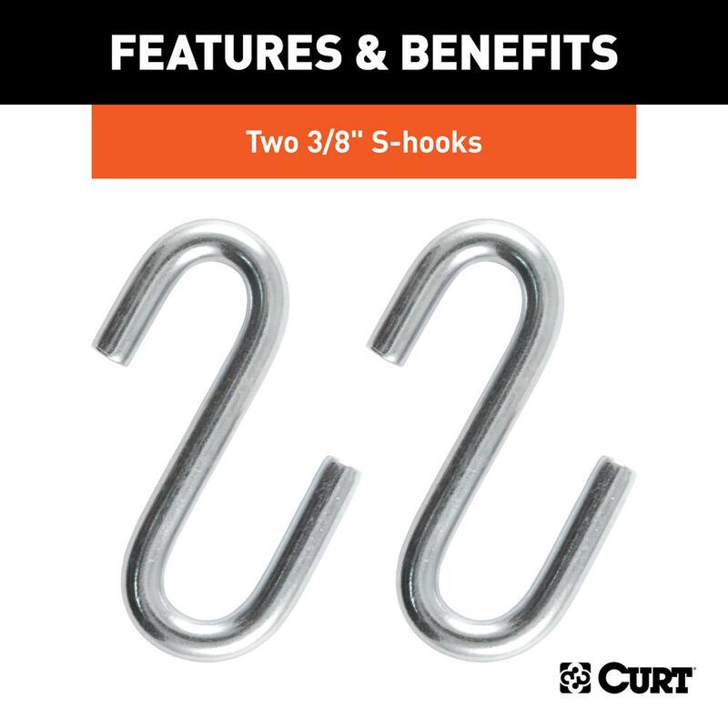 CURT 48" Safety Chain with 2 S-Hooks (2,000 lbs., Clear Zinc, Packaged) - 80011